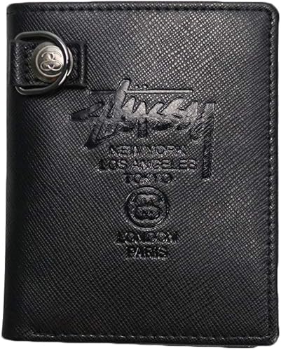 Amazon Stussy 人気 財布 小銭入れ レザー財布 大容量 カード 二つ折り財布 8枚カード収納 男女兼用 高級感 ビジネス メンズ レディース 小さい財布 高品质 ブラック Serendipity 財布