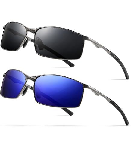 Wrap Polarized Sunglasses Rectangular Metal Frame Classic Large Fit UV400 Amazon.com: ZHILE Wrap Polarized Sunglasses Rectangular  main image 2