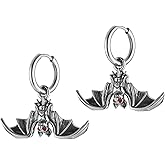 HZMAN Bat Earring for Men Women Stainless Steel Gothic Punk Vampire Bat Dangle Drop Earring Halloween Earring Jewelry Gift