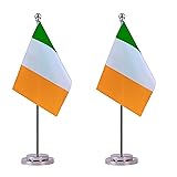2 Pack Ireland Irish Desk Flags, Small Mini Ireland