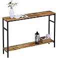Timberer Narrow Console Table, 47 Inch Sofa Table with Adjustable Shelf, 2-Tier Long Skinny Table for Hallway, Entryway, Living Room, Foyer, Rustic Brown