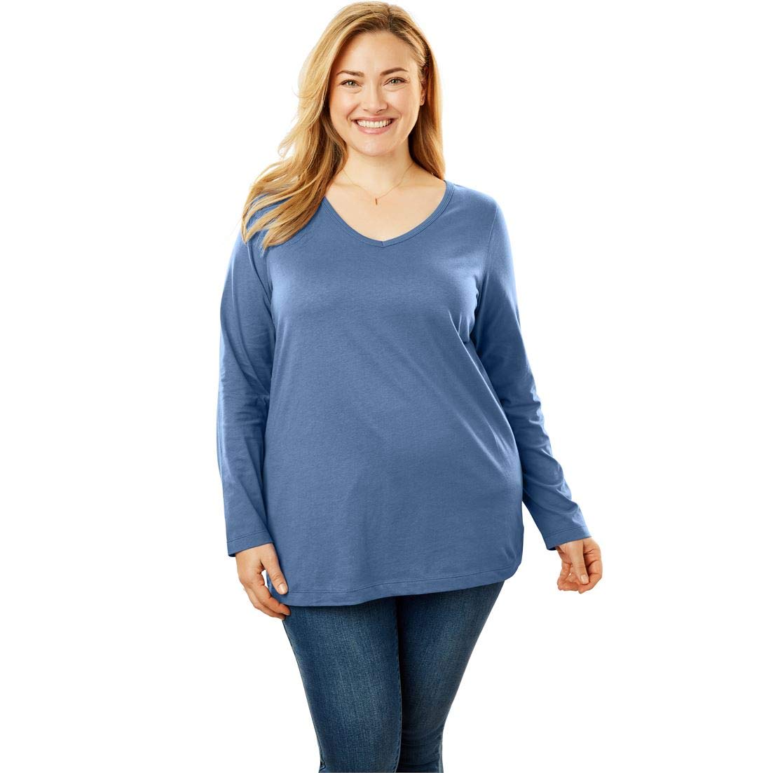 Download Woman Within Women's Plus Size Perfect Long-Sleeve V-Neck ...