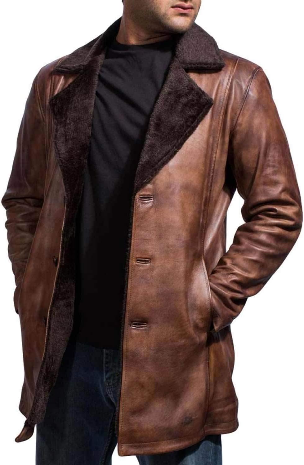 VekaJackets Men's Stylish Slim Fit Hugh Jackman X-Men Wolverine Style Shearling Coat