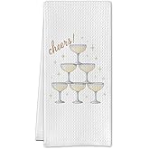 SereneHanctuary Champagne Gifts Kitchen Towels, Gifts for Champagne Lovers Dish Tea Towels, Trendy Champagnes Cheers Decorative Hand Towel for Kitchen Bar Cart, 16x24 Inch