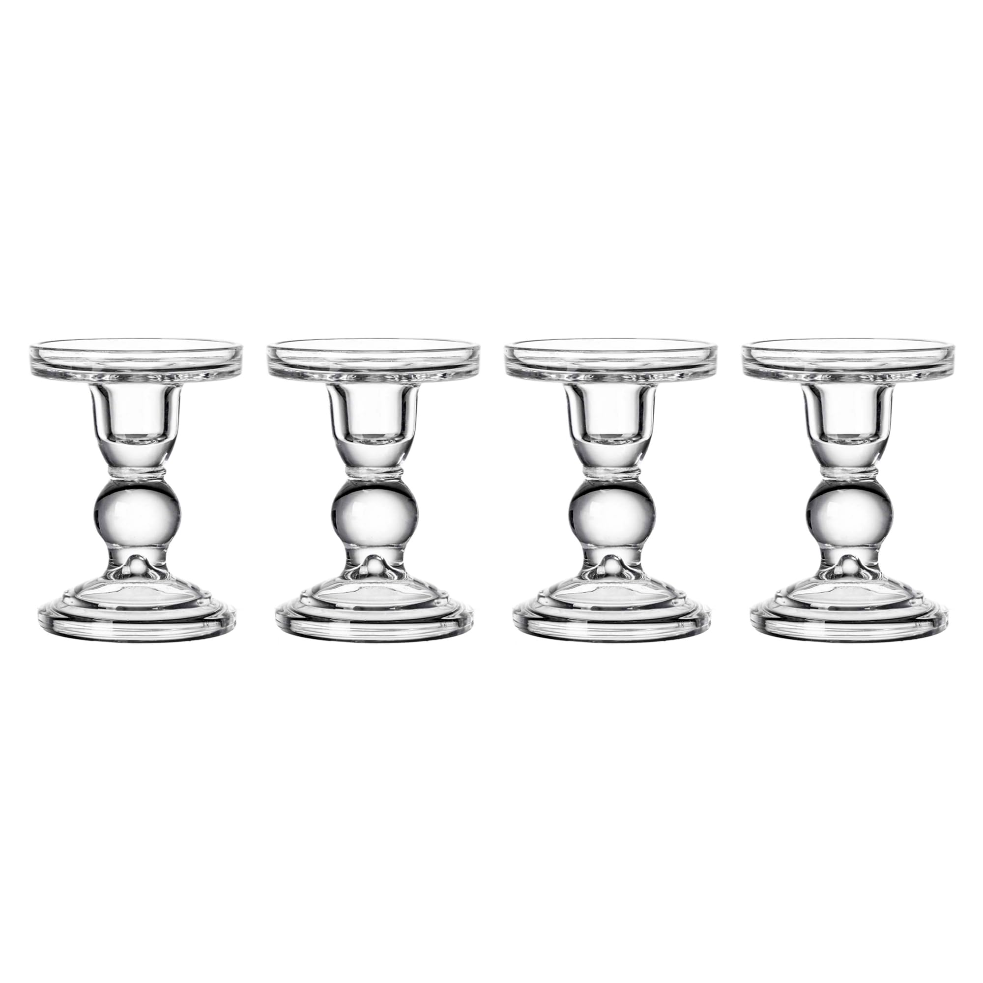 Photo 1 of ViViTOP Glass Candle Holder Set of 4, Clear Candlestick Holders for Pillar Candles, 4.5" H, Candle Stand Decorations for Living Room