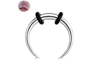 BodyBonita G23 Titanium Septum Rings 6G 8G 12G - Horseshoe Circular Barbell Spikes Stretched Pincher Nose Piercing Jewelry ASTM F136 Titanium Earrings for Women Men Silver 10 mm 12 mm
