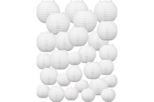 60 Pack White Chinese Japanese Paper Lanterns 4" 6" 8" 10" 12" Hanging Round Paper Lanterns Chinese Lantern Lamps for Wedding