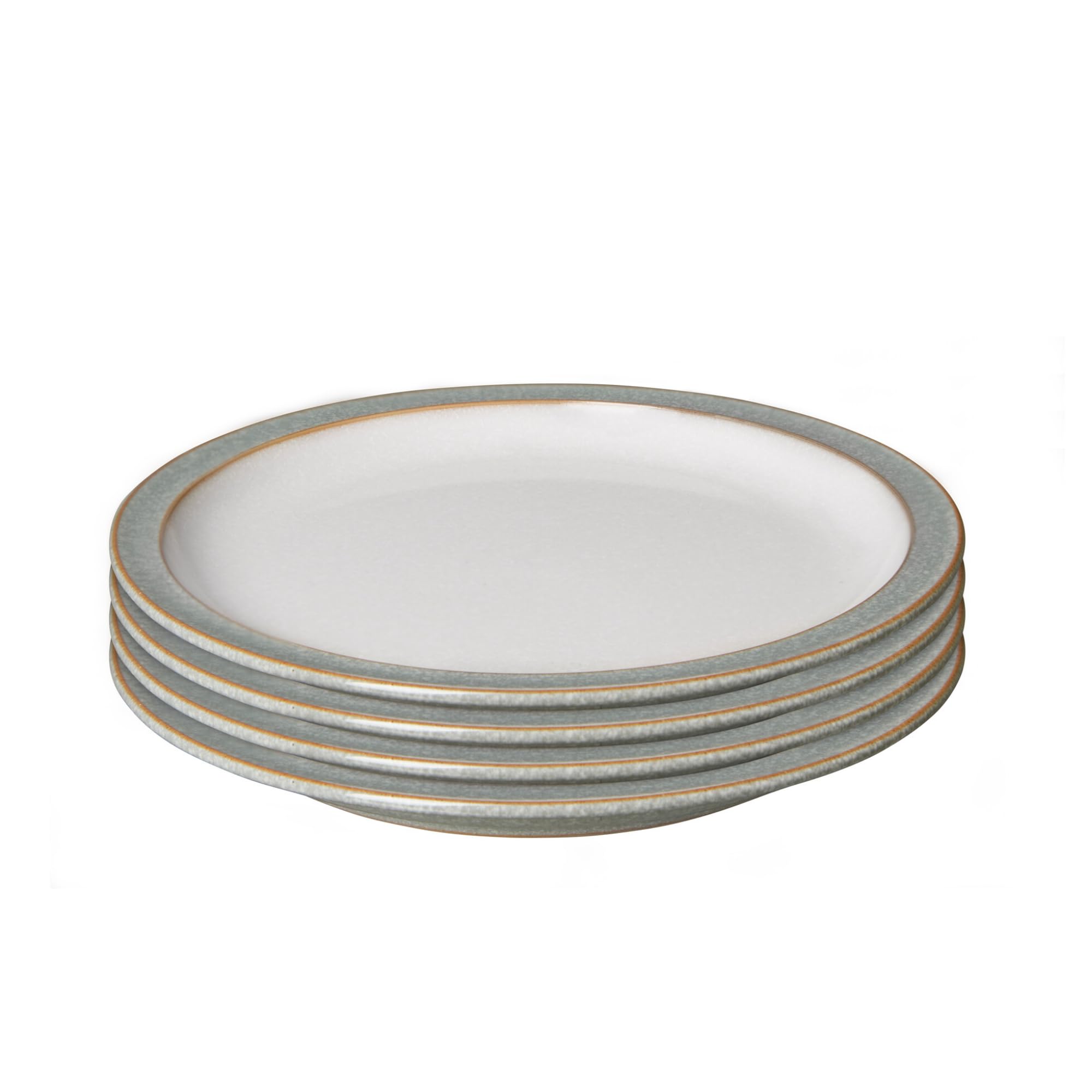 Denby - Elements Light Grey Small Plates Set of 4 - Dishwasher Microwave Safe Crockery 17.5cm - Pale Grey, White Ceramic Stoneware Tableware Side Plates - Chip & Crack Resistant
