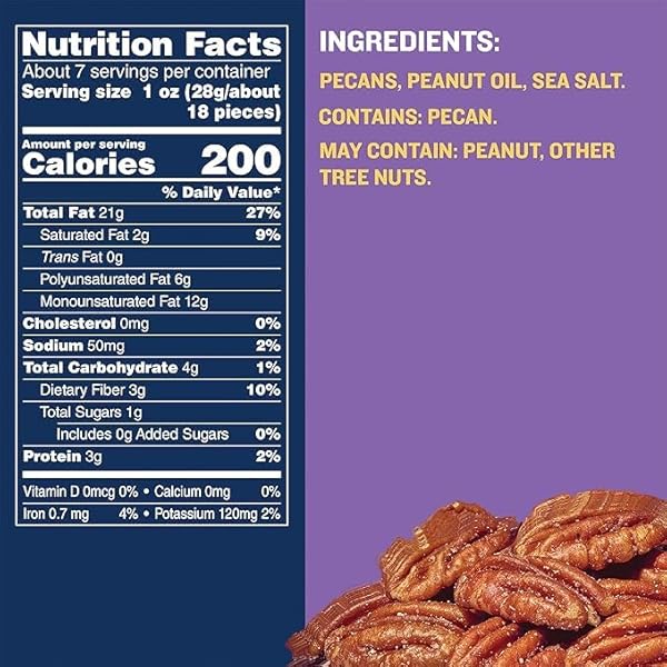 PLANTERS SALTED PECANS, INDIVIDUAL NUTS SNACK PACKS, 7.25 OUNCE, PACK OF 1