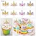 Konsait Unicorn Party Supplies Unicorn Cupcake Toppers and Wrappers(24Pack), Unicorn Cupcake Topper Horn and Ears Double Sided for Kids Girls Rainbow Themed Unicorn Birthday Party Favors Decorations