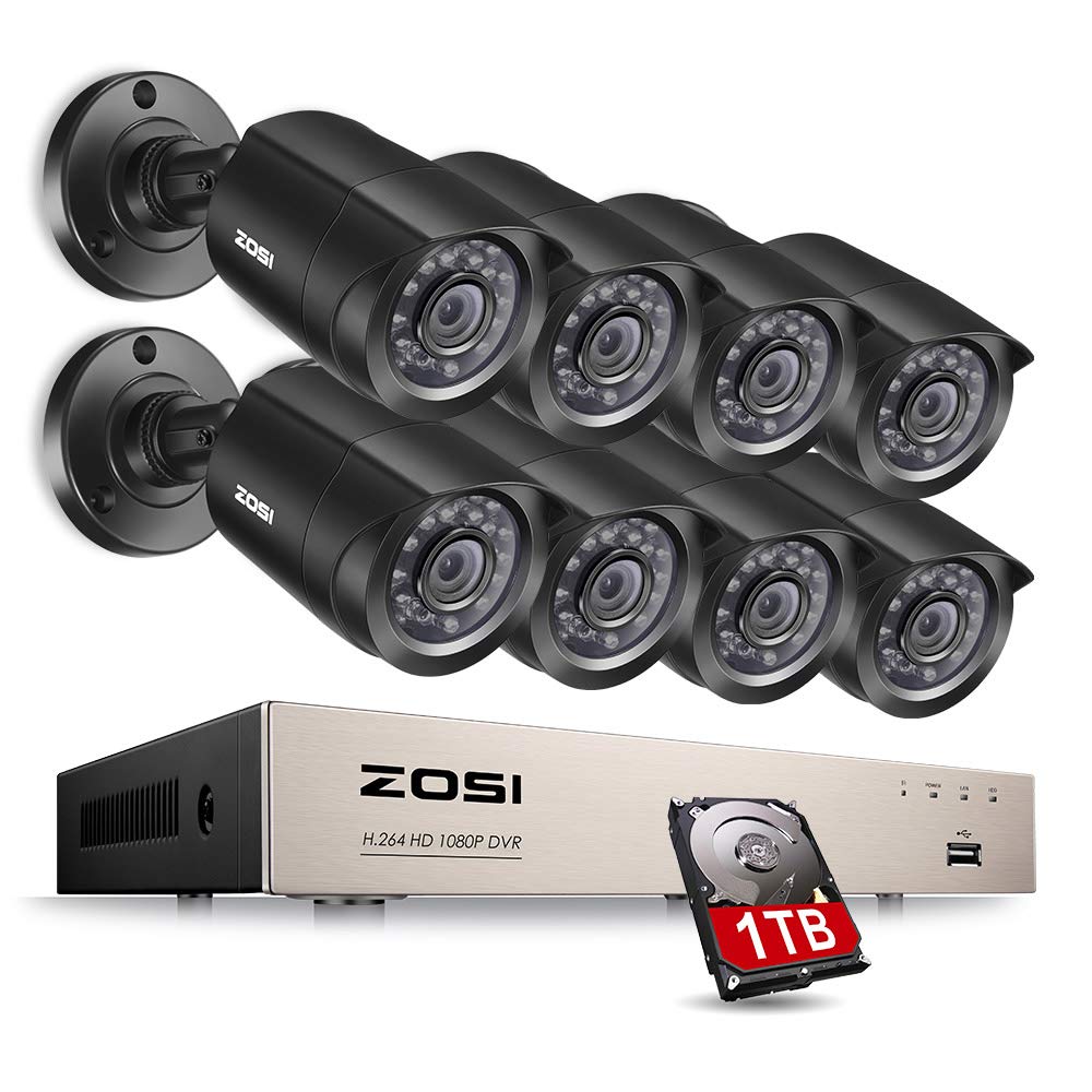ZOSI 8 Channel Security Camera System, 8x 720P Home CCTV Camera System
