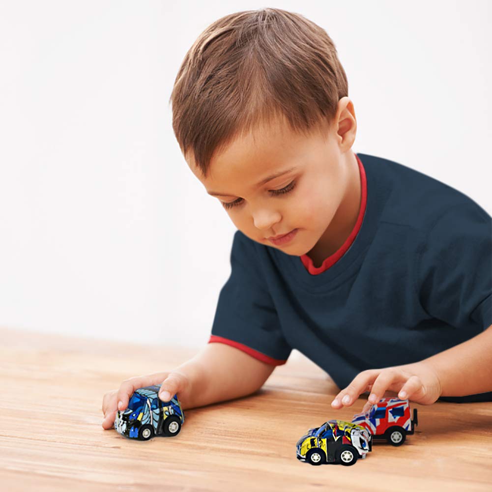 Pull Back Vehicles Diecast Metal Toy Cars Police Car Mini Vehicles Model Kit Party Favors Cake Decorations Topper Best Birthday Gift for Children Toddlers Kids 3 4 5 Years Old, 12 Pieces