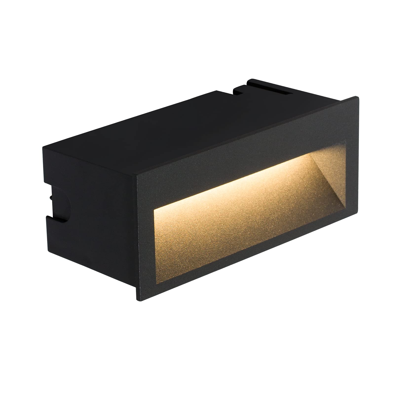 DAWALIGHT Recessed Wall Lights Outdoor 4W 3000K LED Mains Powered IP65 Waterproof Warm White for Stairs Garden, Aluminum