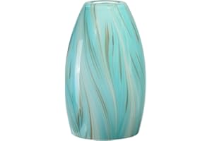 KARYFINE Oval Glass Lamp Shade Only Art Glass Shades for Kitchen Island pendant Lights Glass Lamp Covers Light Fixture Replacement aqua color for Mini Pendant Ceiling Lights Chandelier