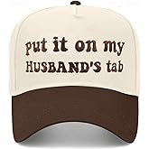 Funny Gag Trucker Hat Put It On My Husbands Tab -Embroidery Funny Hats Adjustable Baseball Cap for Men WomenBlack