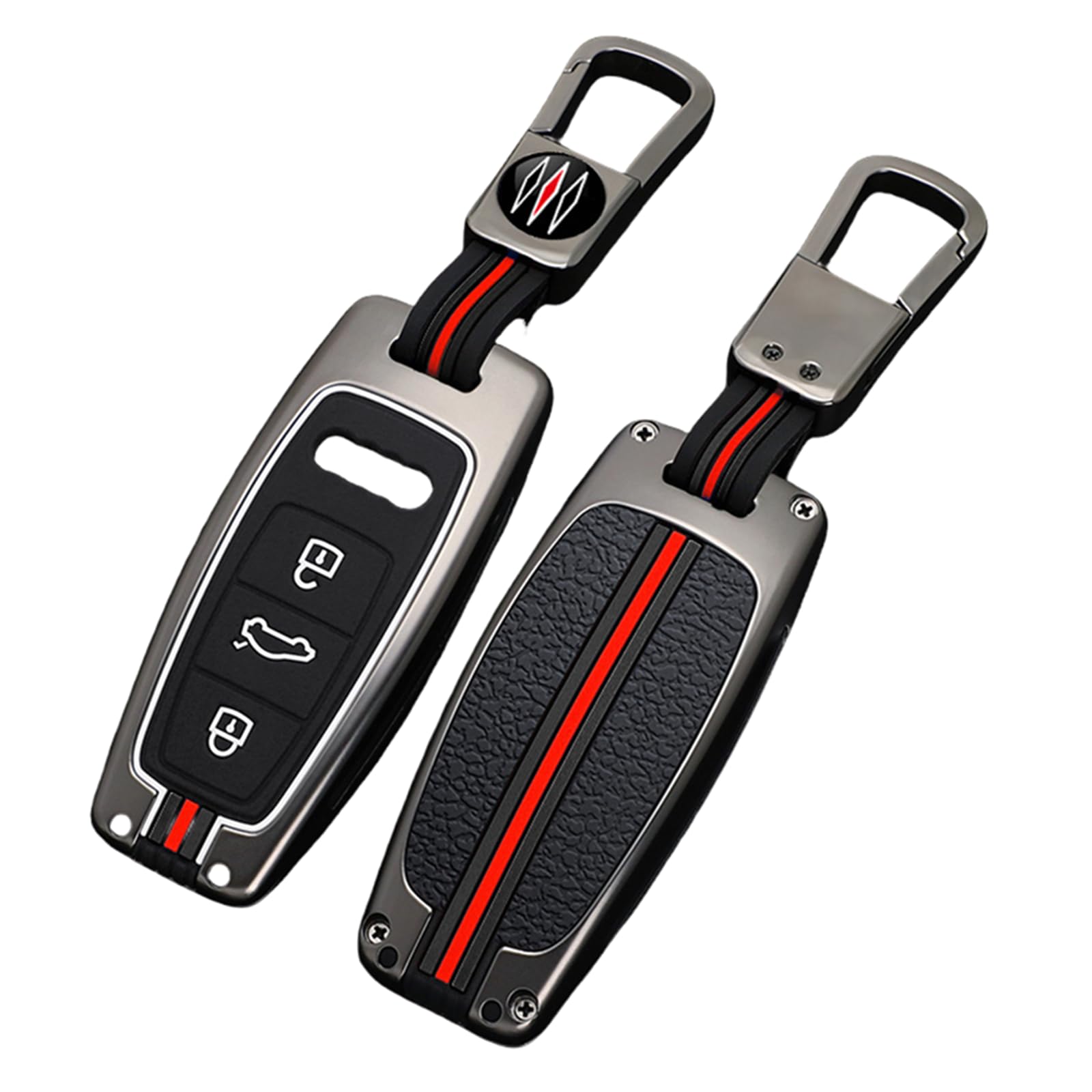 Happyit Zinc Alloy Car Key Cover Cases for Audi A6L A7 A8 Q8 Etron C8 D5 3 Buttons Remote Control Shell Skin 360° Water Proof Protect with Fluorescence (Matt Color)