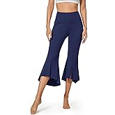 G4Free Capri Pants for Women Stretch Yoga Dress Pants with Pockets Ruffle Bell Bottom Athletic Work Leggings