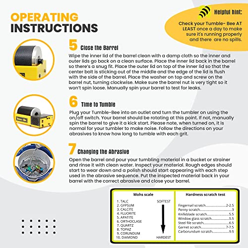 TumbleBee Rock Tumbler Rotary Rock Tumbler for Polishing Stones, Rocks, Glass and Metals