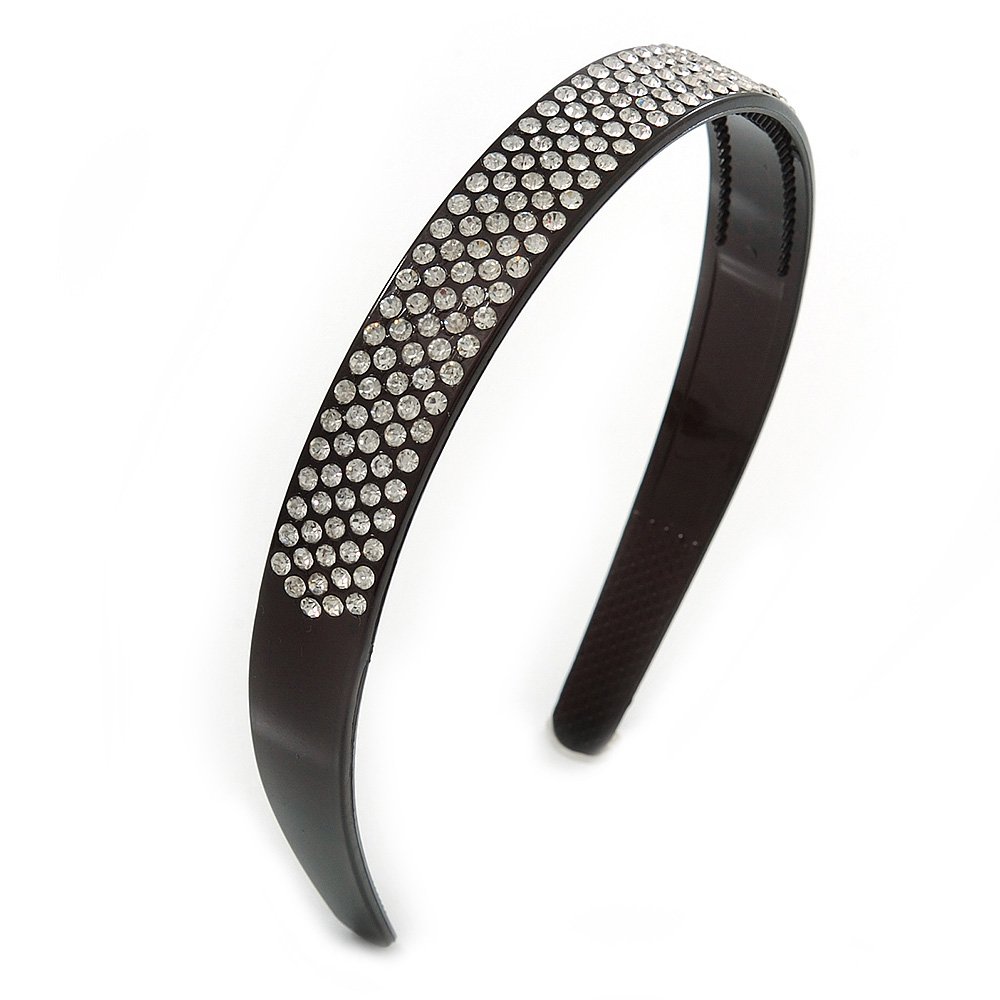 Classic Wide Crystal Black Acrylic Alice/Hair Band/HeadBand