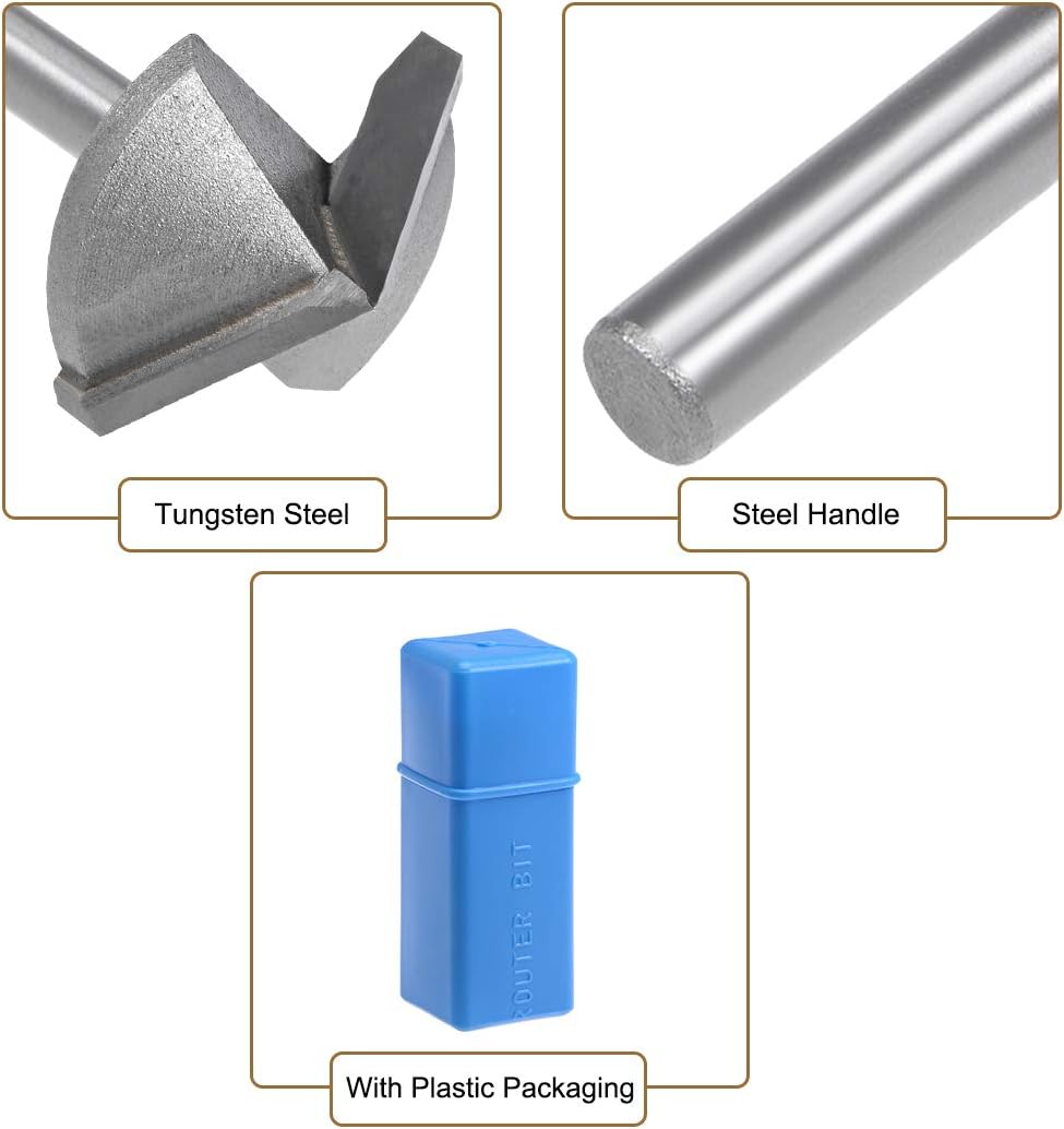 sourcing map 120 Degree V-Groove Router Bit 32mm Dia with 6mm Shank, Titanium Steel Tipped V Grooving Bit (Gray) - Image 5