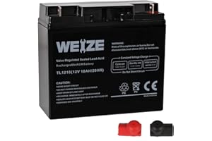 WEIZE 12V 18AH Battery with Nut and Bolt (NB) Terminal, Sealed Lead Acid Rechargeable SLA AGM Batteries Replaces UB12180 FM12180 6fm18