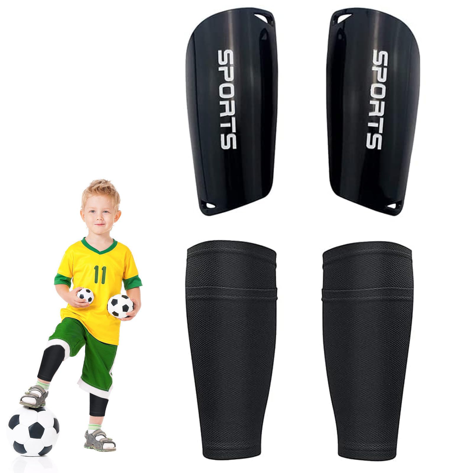 Football Shin Guards,Shin Guards Pads,Protective Shin Pads,Shin Pads Sleeves,Perforated Breathable Football Shin Guard Socks,Kids Shin Pad S for 3-8 Boys Youth Football Games Leg Calf Protective Gear