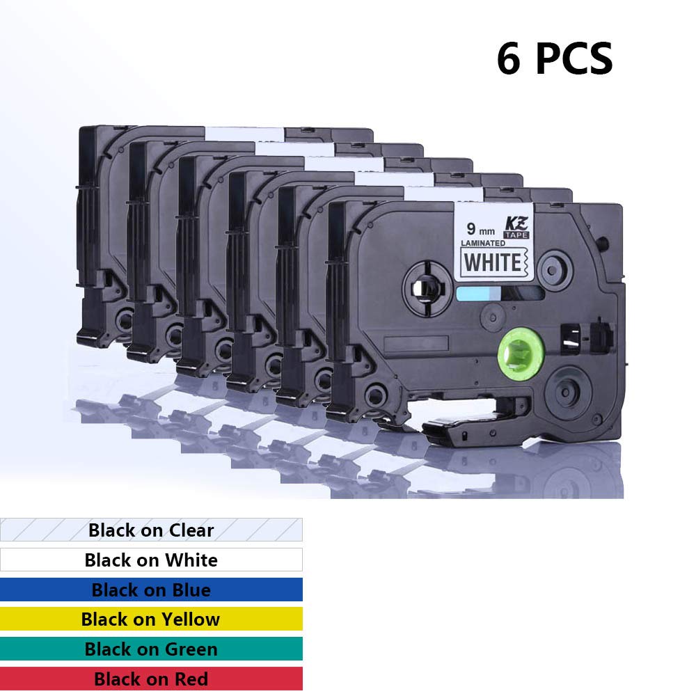 P-Touch TZe Label Tape, 9mm Label Maker Tape TZe121 TZe221 TZe421 TZe521  TZe621 TZe721 for Brother P Touch PT-D210 PT-D200 PT-H100 PT-1880 (26.2  Feet,6 Pack ...