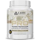 Core Nutritionals Pro Sustained Release Protein Blend, Digestive Enzyme Blend, 25G Protein, 2G Carb, 28 Servings (Frosted Vanilla Cupcake)