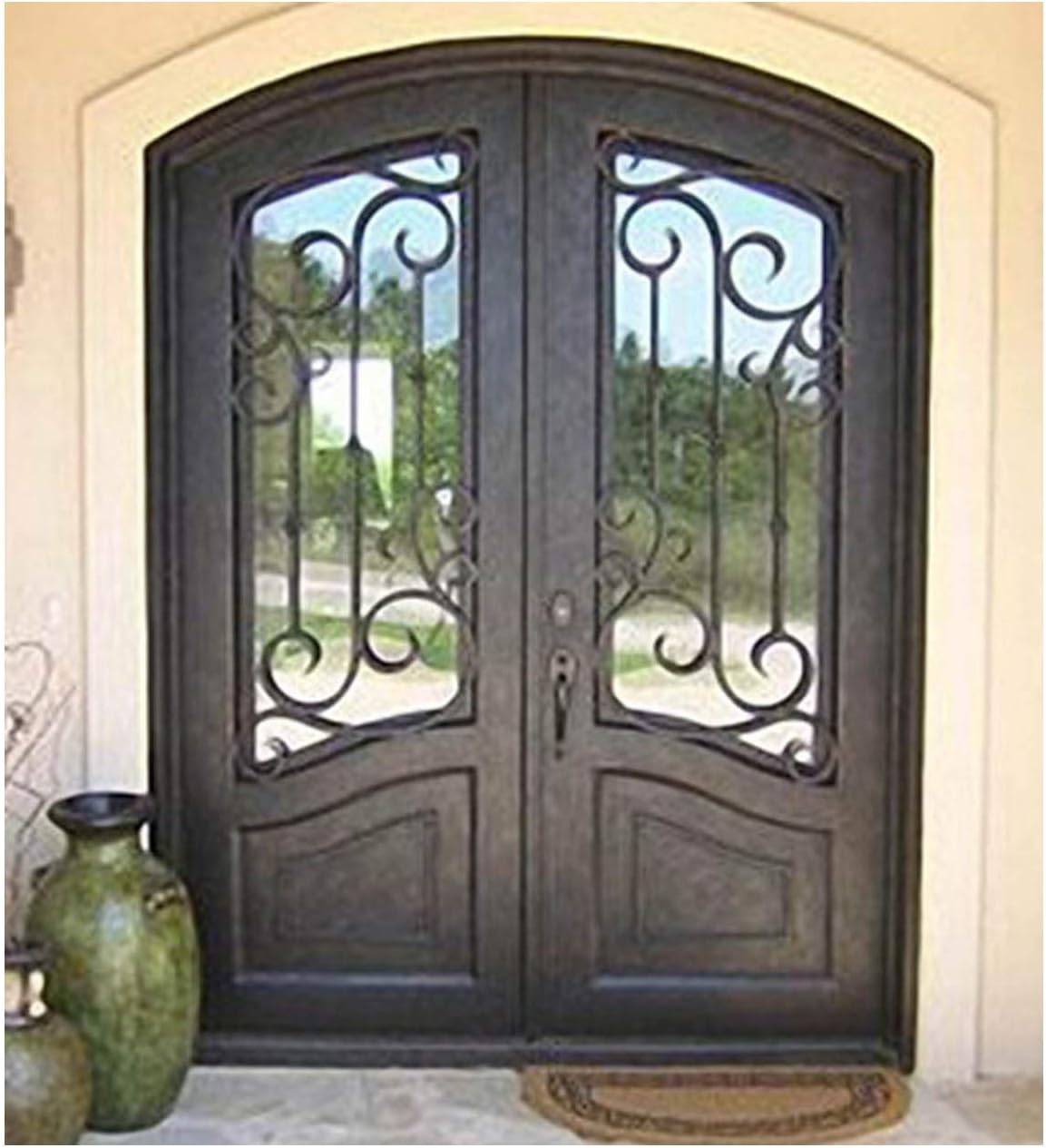 Custom Made Luxury Wrought Iron Door Entry Door with Operable Glass
