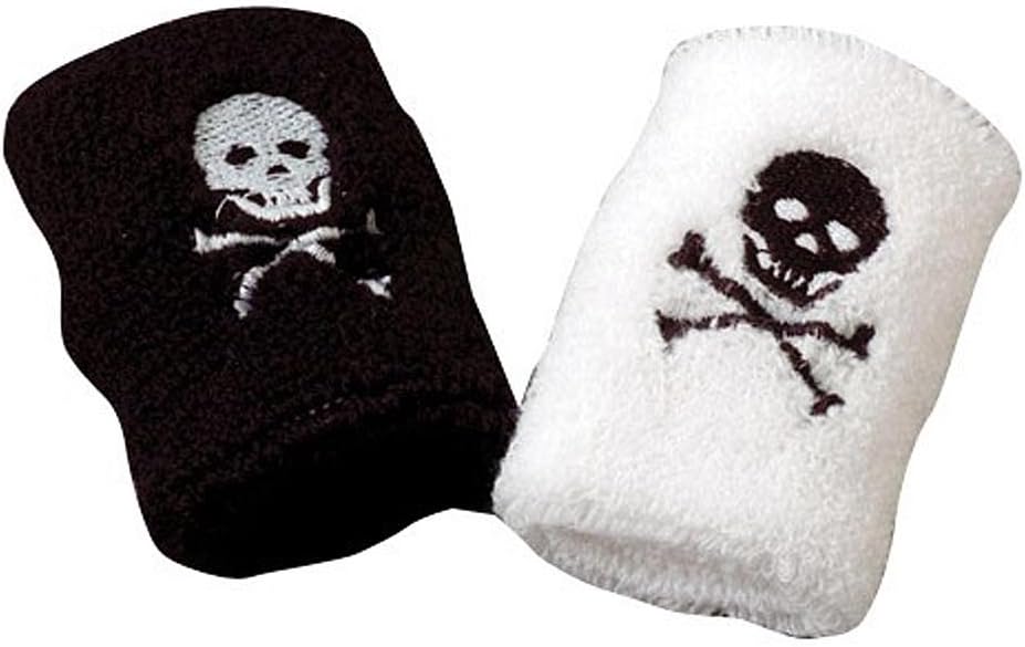 U.S. Toy Black & White Pirate Jolly Roger Terrycloth Wristbands Set of 2: Sports & Outdoors