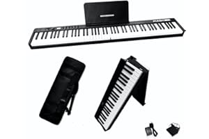 MAGICON BX20S 88-Key Foldable Electronic Piano,Full Size Semi Weighted Keys Portable Piano, the strength touch key,support USB/MIDI,wireless BT,Speakers,Pedal,hand bag,for beginnerg (BLACK+)