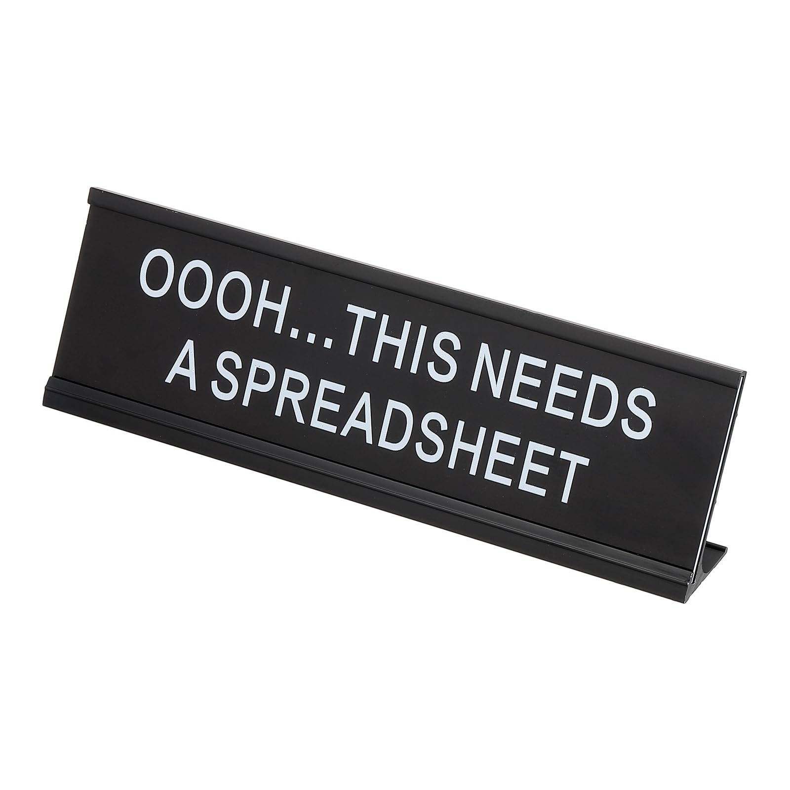 PATIKIL Funny Nameplate, 7"x2" Novelty Desk Sign Plaque Aluminum Desk Name Plate with Base for Office, Black White (Oooh...This Needs A Spreadsheet)