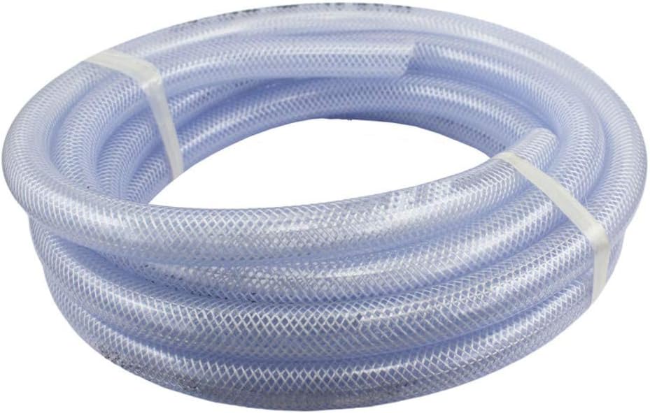 Duda Energy HPpvc063-010ft 10' x 5/8" ID High Pressure Braided Clear Flexible PVC Tubing Heavy Duty UV Chemical Resistant Vinyl Hose Water Oil