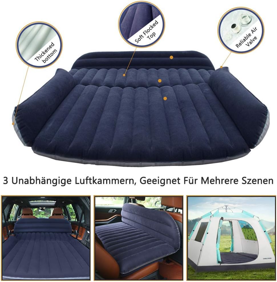 QDH SUV Air Mattress - Thickened Car Bed Back Seat Mattress - Portable Car Mattress for Vehicle Cushion Air Bed Inflatable Mattress Car Bed with Air-Pump - Camping Blow Up Mattress for SUV: Kitchen & Dining