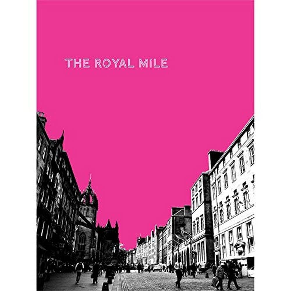 Wee Blue Coo Royal Mile Edinburgh Scotland Famous Street Pink Canvas Art Print