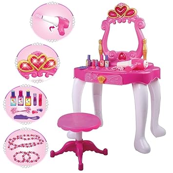 deAO Playset Schminktisch mit Licht & Sound und viel Zubehör enthalten