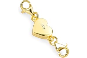 ALEXCRAFT 14K Gold Heart Magnetic Necklace Clasps and Closures 925 Sterling Silver Double Lobster Clasp Magnetic Jewelry Clasps for Necklaces