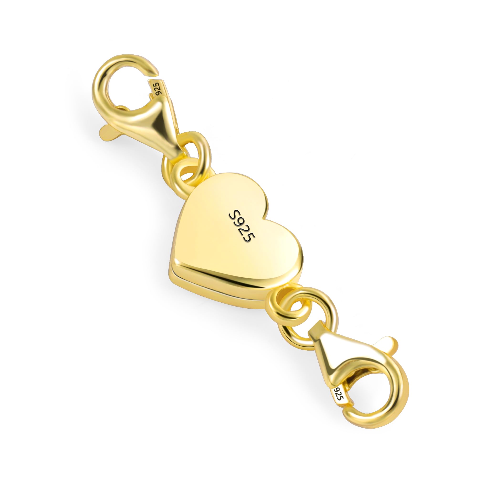 14K Gold Heart Magnetic Necklace Clasps and Closures 925 Sterling Silver Double Lobster Clasp Magnetic Jewelry Clasps for Necklaces