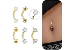 6ixGosh 14G Small Belly Button Rings for Women 316L Stainless Steel Tiny Internally Threaded Navel Rings Rook Piercing Jewelr