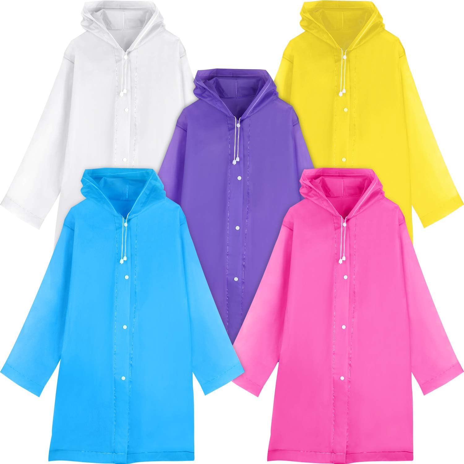 5 Pieces Children Raincoat Rain Poncho Portable Reusable Emergency Raincoats Rain Jacket for