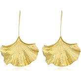 T-ztoss Bohemian Gold Elegant Flower Fashion Dangle Earring Cute Metal Flower Earrings Unique Chic 3D Large Flower Jewelry Gift for Women(maple leaf)
