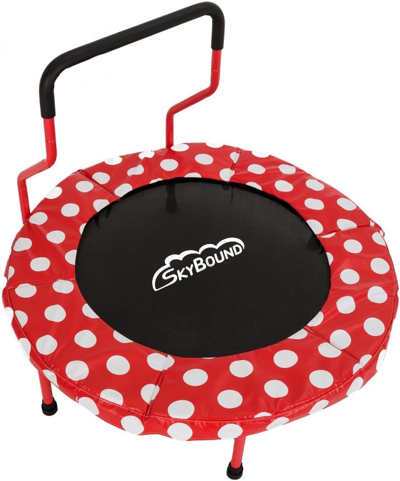 Mini Trampoline with Handle Bar for Toddlers by SkyBound (Choose from Red or Blue)