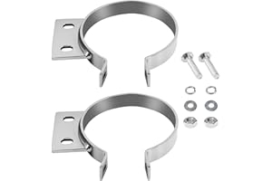 HUDEX 5" Exhaust Stack Mounting Bracket Kit - Compatible with Peterbilt 379 & 359 (1987-1993),Replace#10294,2pcs Chrome Clamp & Adjustment Bolt Included - Silver