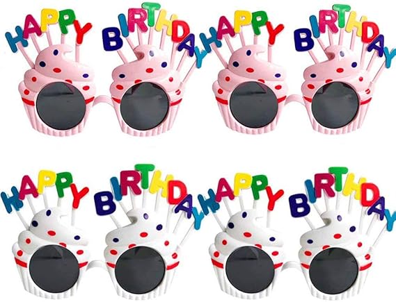 Amazon 4ペアノベルティバースデーグラス ハッピーバースデーパーティーサングラス おかしい眼鏡子供のための写真の小道具大人のバースデーパーティーの好意 服 ファッション小物 通販