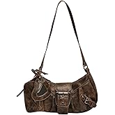 GORGLITTER Women's Y2k Shoulder Bag Buckle Western Vintage Hobo Pu Leather Handbags with Coin Purse