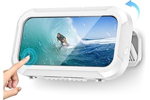 Dayinkes Shower Phone Holder Waterproof, 480°Rotating Adjustable Fog-Proof Wall Phone Holder Mount with HD Touch Screen, Remo