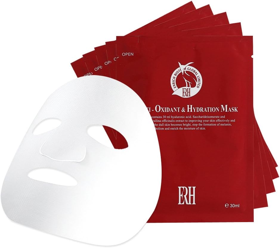 Hydrating Face Mask For Men and Women By ERH - Top Rated Formula Full of Antioxidants and Hydration. Best Gift Set With 5 Sheet Masks In A Pack