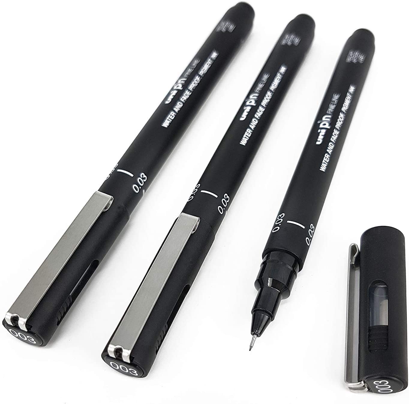 Uni Pin Fineliner Drawing Pen - Black - 0.03mm - Pack of 3