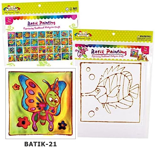 Creating your Own Batik Painting Kit Hand Printing Craft for Children, Girls and Boys with Batik-21 Butterfly Design