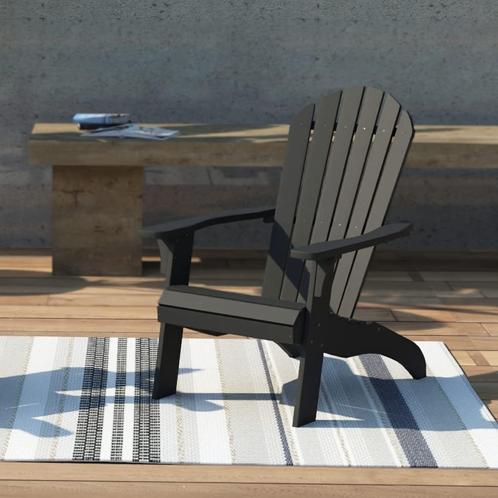 PolyTEAK King Size Adirondack Chair, Black | Adult-Size, Weather Resistant, Made from Special Formulated Poly Lumber Plastic : Garden & Outdoor